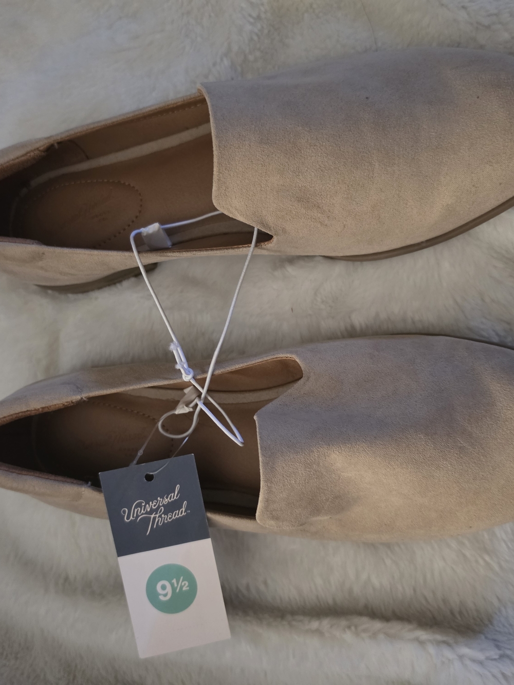 Universal Thread Women's Suede-Look Slip-On Loafers in Light Taupe